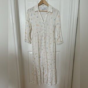 C&C California White Linen Blend Dress with Pockets